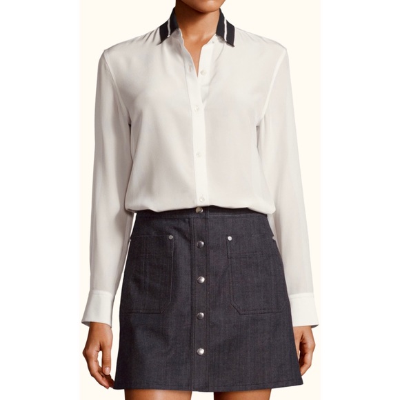 rag & bone Tops - RAG & BONE • Nico Long Sleeve Tipped Silk Button-Down Shirt Blouse, S